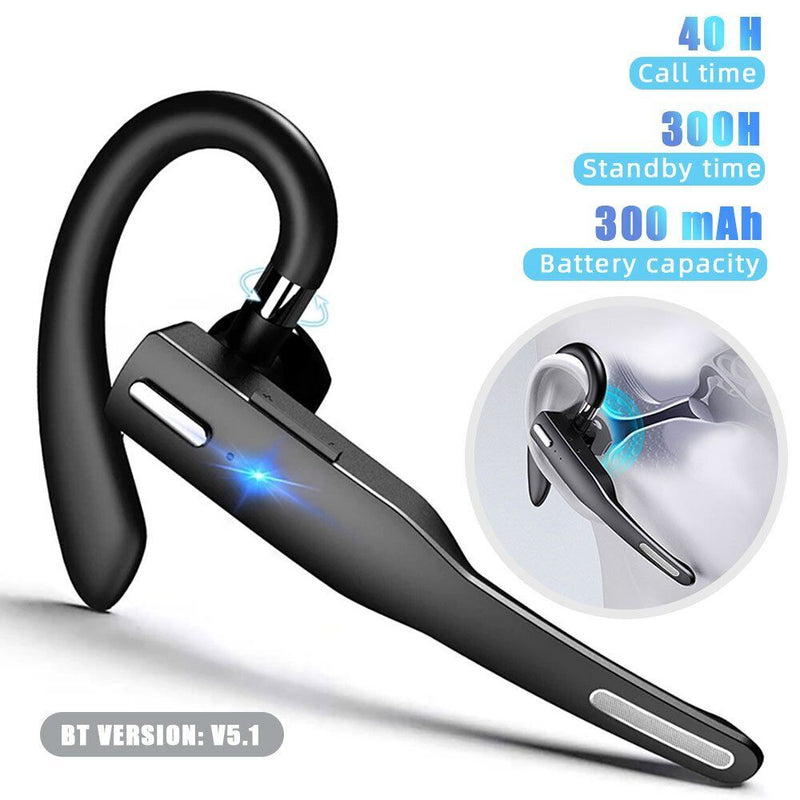 Headset Bluetooth 5.1 Earpiece Trucker Wireless Dual Mic Earbud Noise Cancelling